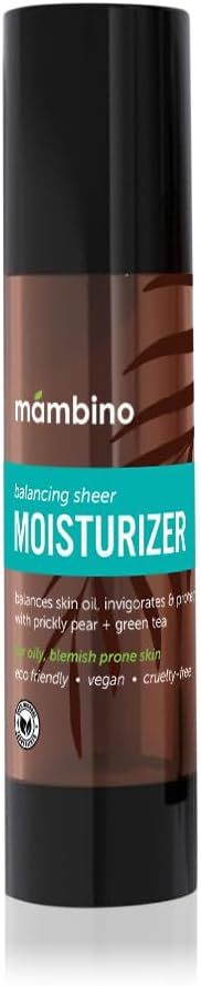 Mambino Organics Balancing Sheer Face Moisturizer, Vegan Facial Moisturizer with Prickly Pear & Coconut, Lightweight Hydrating Face Cream for Oily, Blemish-Prone Skin, Cruelty-Free, 1.7 fl oz