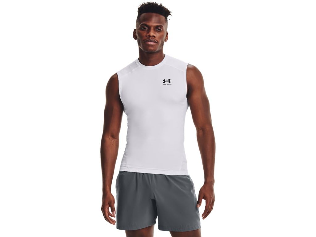 Under Armour Men's HeatGear Compression Sleeveless T-Shirt, White (100), S