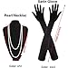 Grtheenumb 7 Pieces 1920s Flapper Great Accessories Set Fashion Roaring 20's Theme Set with Headband Headpiece Long Black Gloves Necklace Earrings for Women,