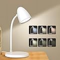 RORENSE Desk Lamp for Home Office,3 Light Colors,Flexible Gooseneck Table Lamp,Dimmable Reading Light for Bedside Small Desk Lamp for College Dorm Room,Bedroom Desk Light White