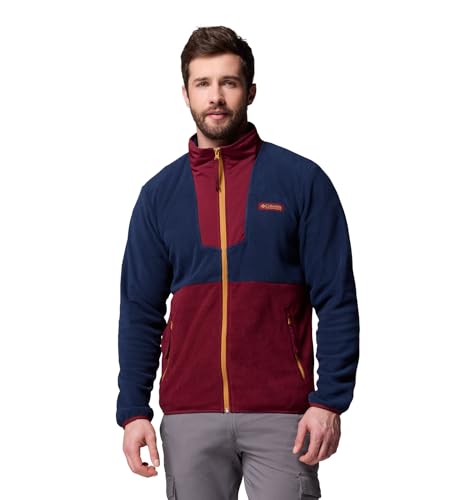 Sequoia Grove - Giacca in pile intera da colore vinaccia navy collegiale XL uomo con zip blu