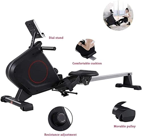 Image of Foldable Rowing Machines Adjustable Resistance 265LB Weight Capacity /Comfortable Seat Cushion (Black)