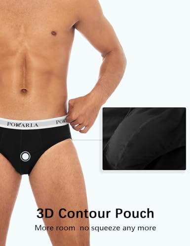 POKARLA Men's Triangle Briefs 4 Pairs, Men's Cotton Briefs, Breathable and Sweat Absorbent (S-3XL)2