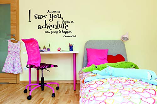 Winnie The Pooh Vinyl Wall Decal by Design With Vinyl: As Soon As I Saw You I Knew an Adventure was Going to Happen – Inspirational Quote Wall Decor Sticker for Kids and Children’s Bedroom Size15x20"