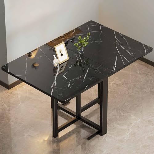 Snaweo Mesa de Comedor Plegable Ultrafina con Patas Ajustables y Soporte AnticaíDas, Mesa Extensible MultifuncióN Que Ahorra Espacio, for Espacios PequeñOs.(Color2,100x60cm/39.4x23.6in)