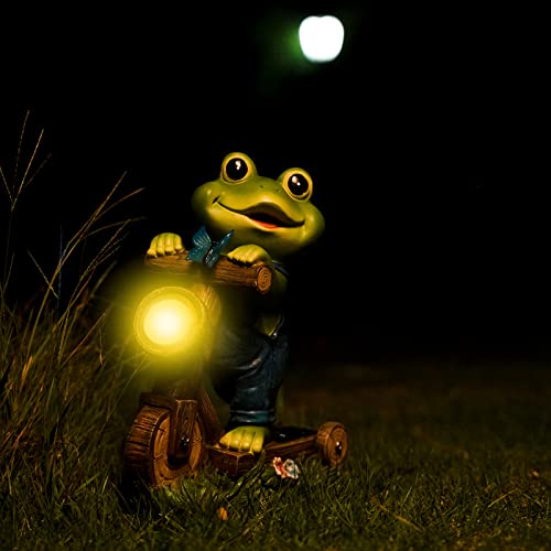Pohabery Garden Statue Frog Figurine Cute Frog Animal Sculpture With Solar Led Lights For Indoor Outdoor Decorations Patio Yard Lawn Ornaments, Gifts For Mom #TOP6