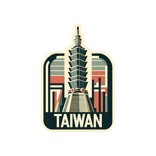 Vagabond Heart Taiwan Sticker - Waterproof Decal for Laptop Water Bottle Bumper - Durable Travel Taiwan Souvenir - UV Fade Resistant - Taipei 101 Sticker - Collectible Gift for Adventurers - 3.25"