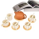 Utensilios de cocina de juguete – Juego de té de silicona para fiestas de té con tetera, tazas, platos, accesorios para cocina de rol, juego de té para niños y niñas a partir de 3 años, material suave