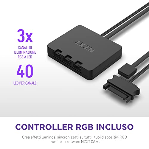 NZXT F140 RGB Duo Twin Pack - Dwustronne Wentylatory 140 mm z Kontrolerem - 20 Indywidualnie Adresowalnych Diod LED - Zrównoważony Przepływ Powietrza i Ciśnienie Statyczne