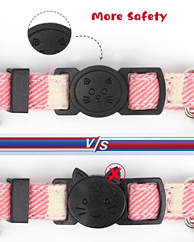 TagME Katzen halsbänder mit Namen und Telefonnummer Auf, Kätzchenhalsband mit Sicherheits Verschluss und Glöckchen,Rosa 1er Pack