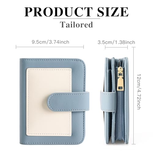 Image of GOIACII Small Wallet for Women RFID Blocking Bifold Wallets Ladies Card Holder Coin Zipper Pocket Blue