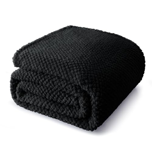Whale Flotilla Manta Polar para Sofa, Manta Cama de Franela Suave, Mullida, Ligera y Cálida para Todas Las Estaciones, 130 x 170 cm, Negro
