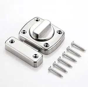 Sliding Door Lock bar barn Door Latch Hook-and-Eye Buckle Wooden Fence Door Lock Black Door Latch Lock Ship Window Lock Door latches Internal (Silver)