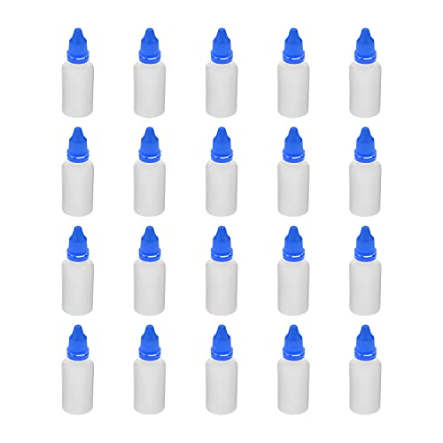 Othmro 1oz PE Lab Eye Plastic Dropper Bottles 50pcs, 30ml Squeezable Eye Liquid Dropper Thin Mouth Via of Liquid Sample Seal Storage Bottle with Childproof Blue Cap