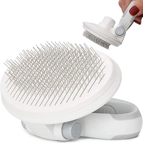 Cat Brush for Shedding and Grooming, Self Cleaning Dog Slicker Brush and Cat Hair Brush, Dog Deshedding Brush and Cat Grooming Brush with Clean Button, Cat Brushes for Massage