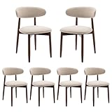 COLAMY Modern Dining Chairs Set with Wooden Legs – Upholstered Fabric Dining Room Chairs with Curved Backrest, Soft Cushion Seat, and Sturdy Rubberwood Frame for Kitchen, Living Room, or Café