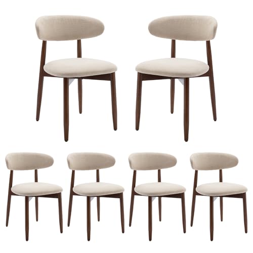 COLAMY Modern Dining Chairs Set with Wooden Legs – Upholstered Fabric Dining Room Chairs with Curved Backrest, Soft Cushion Seat, and Sturdy Rubberwood Frame for Kitchen, Living Room, or Café