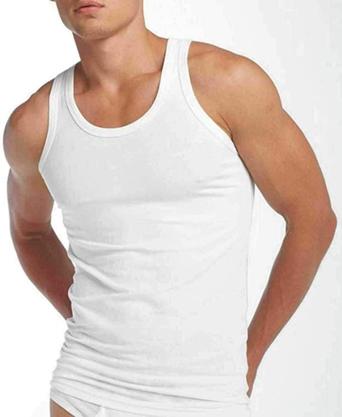 Men's Cotton Undershirts Tank Tops Sleeveless Plain Summer Vest Athletic wear, Easy Fit Sizes S to 5XL Single Pack4