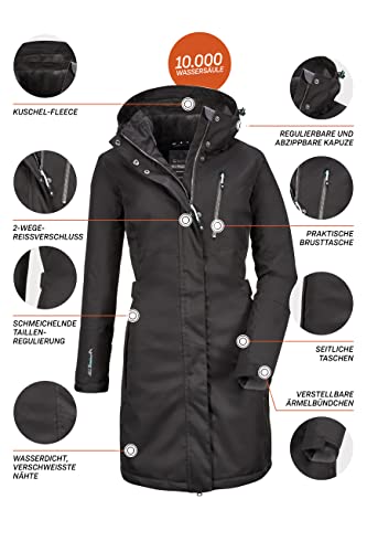Killtec Damen Funktionsparka Mit Abzippbarer Kapuze Alisi, schwarz, 46, 32730-000