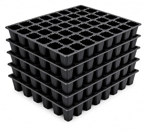 Image of SJ Organics Seed Starter Tray - Pack of 10 (48 Cells Each) | Heavy Duty Germination Tray for Vegetables, Flowers & Hydroponic Gardening