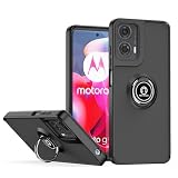 JNERBUYI Bumper Cover per Motorola Moto G34 5G con Anello, Custodia Protettiva con Anello Magnetico a 360°, Staffa Auto collegabile. Guscio Antiurto. Nero