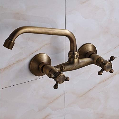 Robinet de cuisine classique mitigeur mural, bec cascade grand débit pour évier profond - 4