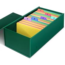 tutata 3x5 Index Card Holder Fits Dividers, 3.5x5.5 Inches Index Card Storage Box, Large Capacity - 1 Pack, Green