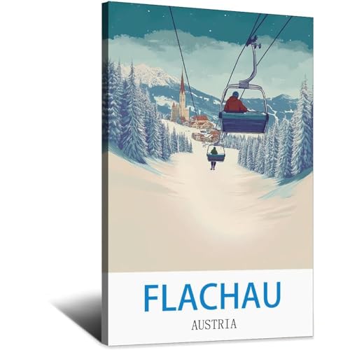 Affiche Flachau Austria 60x90cm pour habiller un mur vide avec un style voyage vintage