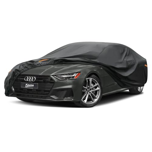 Image of Kayme 7 Layers Car Cover Custom Fit for Audi A7 S7 RS7 (2010-2025) Waterproof All Weather for Automobiles, Outdoor Full Cover Rain Sun UV Protection.Black