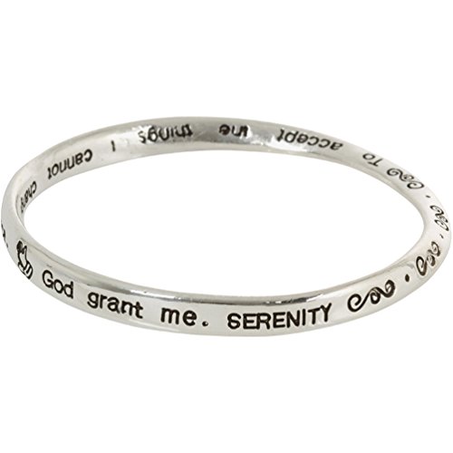 Heirloom Finds Serenity Prayer Silver Tone Twist Bangle Recovery Bracelet