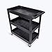 Tubstr 3-Tier Rolling Utility Cart with Wheels | Supports 300 lbs. Total | Heavy-Duty Capacity for Garage Storage, Office Spaces, & Kitchen Use | Durable Tool Cart with Locking Wheels (Black, 32 x 18)