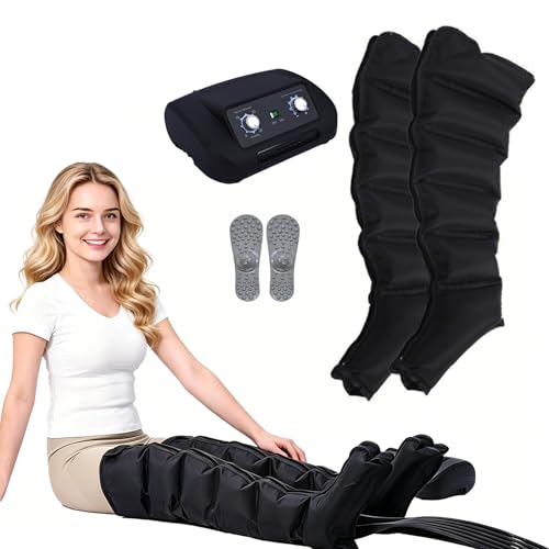 Joyfitness Botas Presoterapia Piernas Abdomen y Máquina Masaje, 6 Cámaras, Presión 0-240 mmHg, Tiempo 0-30 Minutos, Favorece Drenaje Linfático, Alivia Dolor, Reduce Hinchazón y Fatiga