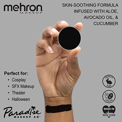 Mehron Makeup Paradise Makeup AQ Refill Size | Stage & Screen Performance, Face & Body Painting, Beauty, Cosplay, and Halloween | Water Activated Face Paint, Body Paint .25 oz (7 ml) (BLACK)