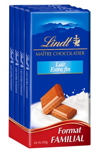 Lindt - Lot de 4 Tablettes MAÎTRE CHOCOLATIER - Chocolat au Lait Extra-fin, 4x100g Cover