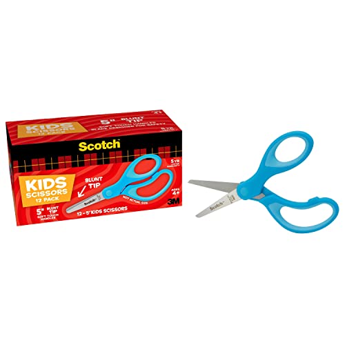Scotch Kids Scissors, 12 Pack, Blunt, Stainless Steel, Soft Grip, Blue, 5" image 2