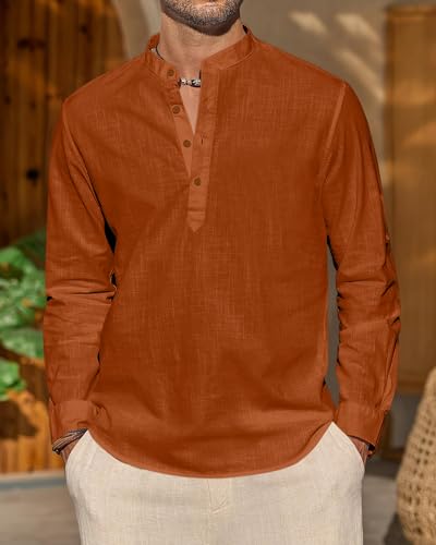 Image of Zombom Men's Cotton Blend Solid Full Sleeve Short Kurta Shirt with Mandarin Collar