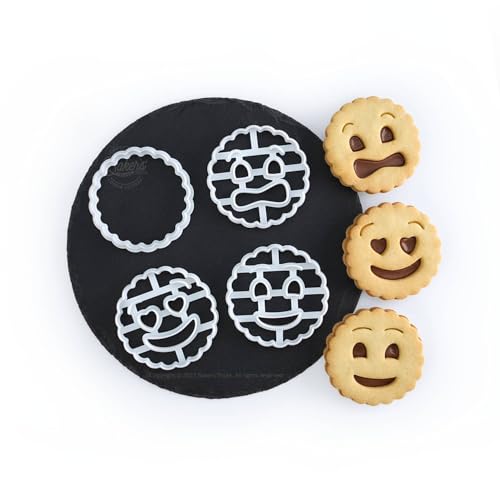 Lot de 4 Emporte-pièces façon BN Ronds Cannelés | Biscuits Fourrés Maison | Recette offerte | Fabriqués en France | Bakers’Tricks