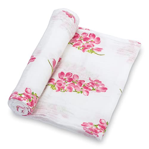 Image of LollyBanks Baby Blanket, 100% Cotton Muslin Swaddle Blankets for Girls, Large 47 x 47 Inches Newborn Blanket, Soft and Breathable Receiving Blankets, Baby Essentials, Registry (Dogwood Flower Print)