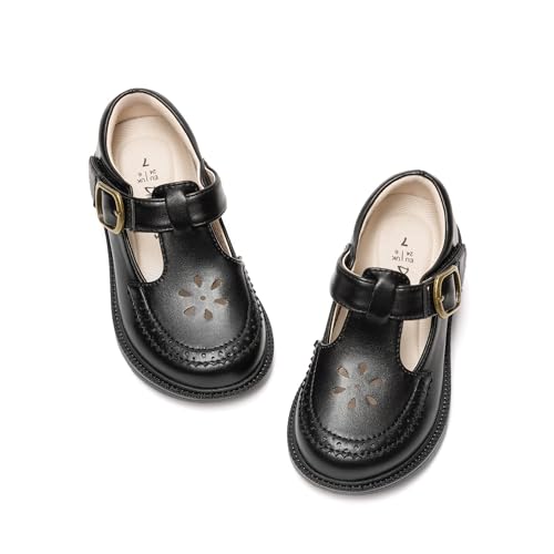 DREAM PAIRS Toddler Little Girls Mary Jane Dress Shoes - Ballet Flats for Girl School Uniform Shoes Size 13 Little Kid Black KKUMFA2509