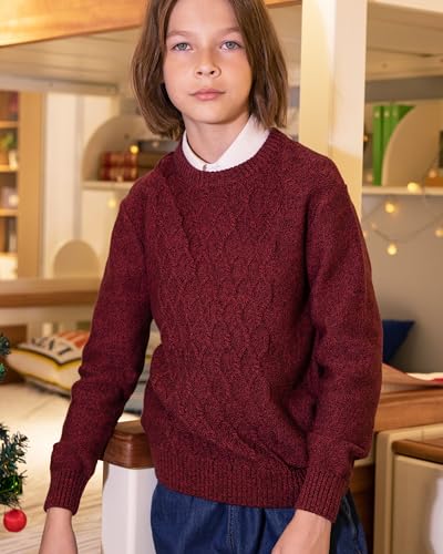Image of BOBOYOYO Boys Sweaters 100% Cotton Cable Knit Kids Sweater Striped Pullover