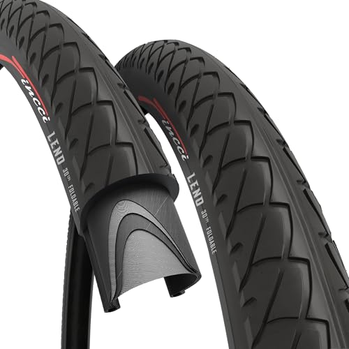 Fincci Pair 26 inch Bike Tires - Foldable Slick 26 x 1.95 Bike Tires for...