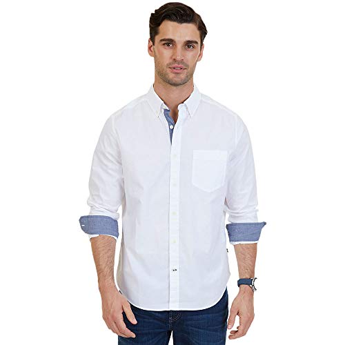 Nautica Men's Classic Fit Stretch Solid Long Sleeve Button Down Shirt Shirt, Bright White, XX-Large - image 1