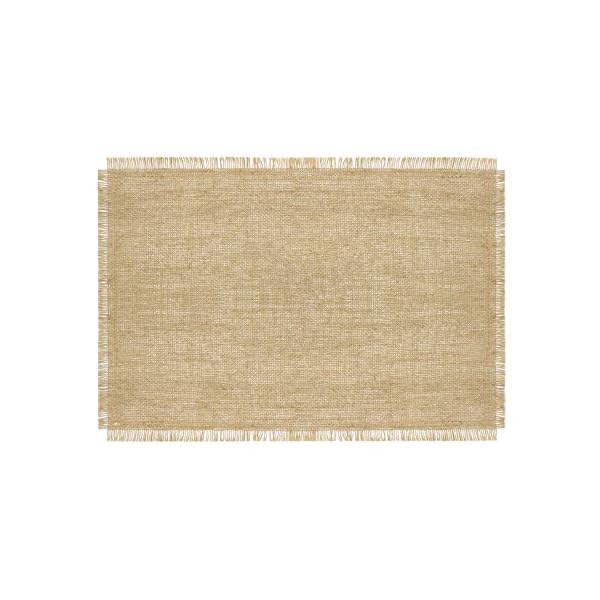 Set of 6 Burlap Placemats Fringed Edges, Jute Rustic Vintage Farmhouse, Natural Tan for Everyday Dinner Parties Thanksgiving Holiday Sizes 12" X 18" bySnowkingdom