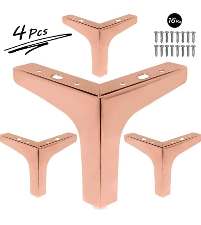 Image of Aakash Decor Sofa Legs 5 Inches (Set of 4) - Rose Gold Finish Metal Heavy Duty Furniture Leg for Home, Office Sofa Paya | Rustproof T- Shape Sofa Leg with Weight Capacity 300 Kg