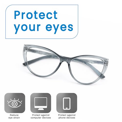 Image of Blue Light Blocking Cat Eye Glasses for Women Transparent Frame Anti UV Protection Zero Power Computer Glasses Lightweight Optical Frame