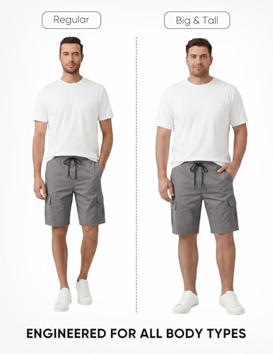 Image of JMIERR Mens Casual Cotton Twill Cargo Shorts Drawstring Classic Chino Stretch Short with 6 Pockets