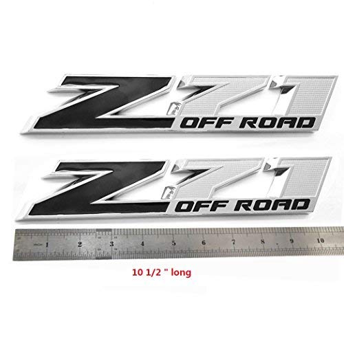 2pack OEM 10 Inches Big Z71 Off Road Emblems Compatible with 2009-2018 Colorado Tahoe Silverado Sierra Suburban 2500Hd 3500Hd Offroad (Chrome Black)