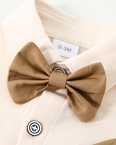 Image of nilikastta Baby Boy Wedding Outfits Infant Baby Boy Clothes Suit Dress Shirts /Suspender Pants /Bowtie /Beret Hat 0-18M