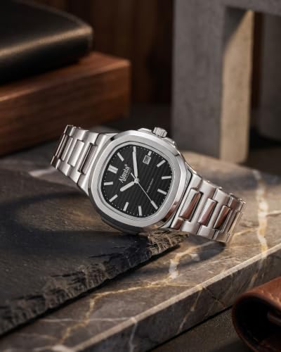Image of Ajanta Quartz Astera Dial Stainless Steel Date Display Watch for Men