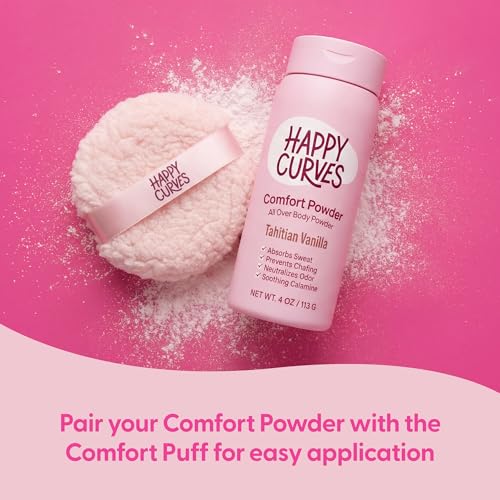 Image of HAPPY CURVES Comfort Powder: Talc Free Anti Chafe Body & Foot Dusting Powder Deodorant to Control Inner Thigh Chafing, and Private Areas 6oz (Pack of 1) - Tropical Oasis